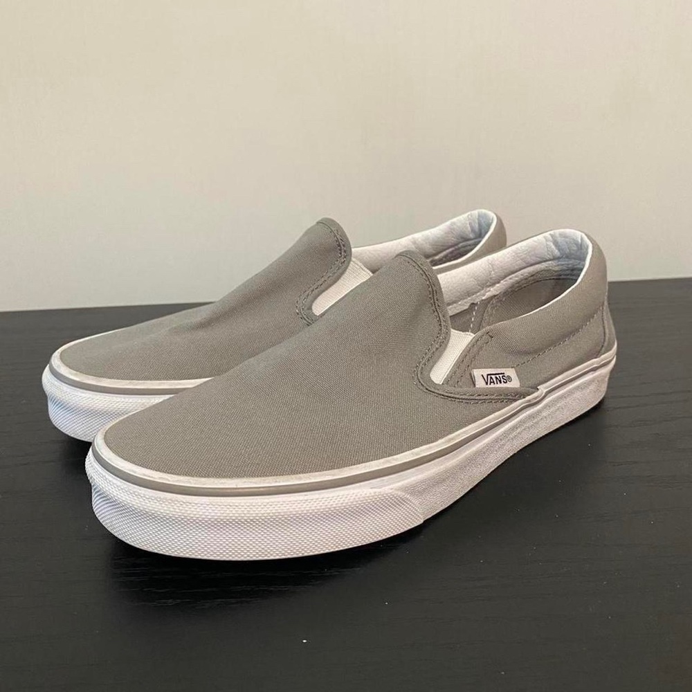 grey slip on vans